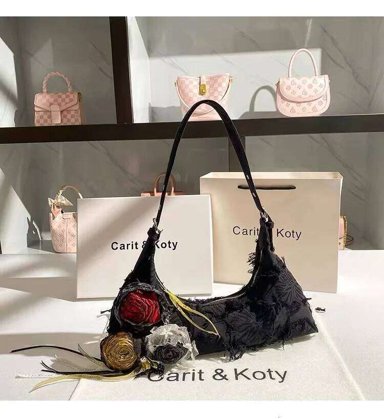 New Fashion Casual Denim Tassel Square Solid Floral Appliques Shoulder Women's Handbag Lady Purse Female Cool Bag