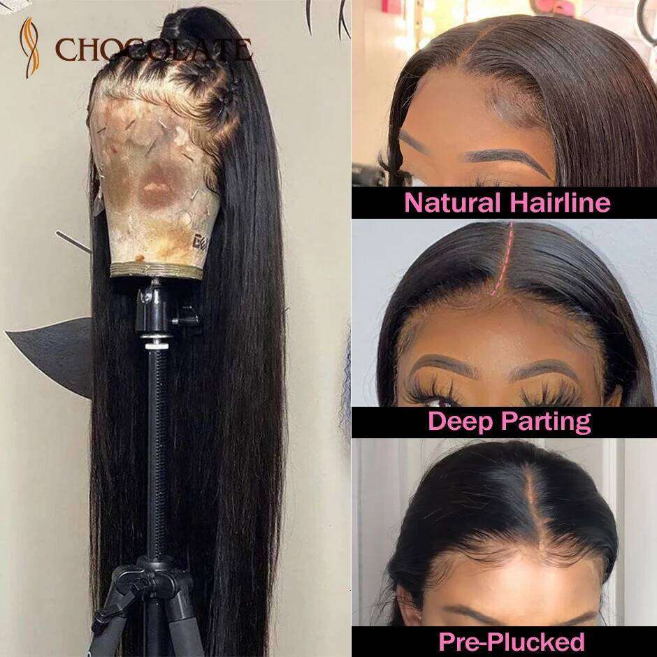 13X6 HD Frontal Wig Straight 4x4 Lace Closure 10A Brazilian Virgin Human Hair Wigs For Women 180 Density