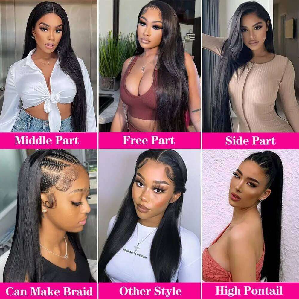 30 inch Bone 13x4 13x6 Hd Lace Frontal Wig Pre Plucked 180% Density Natural Black Straight Human Hair Wigs