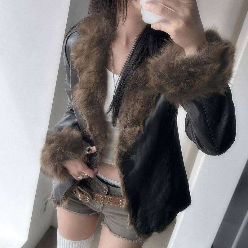 2025 Winter Fur Women's Fashion Wool Male Warm Overcoats Long Motorcycle Jacket Leather Women