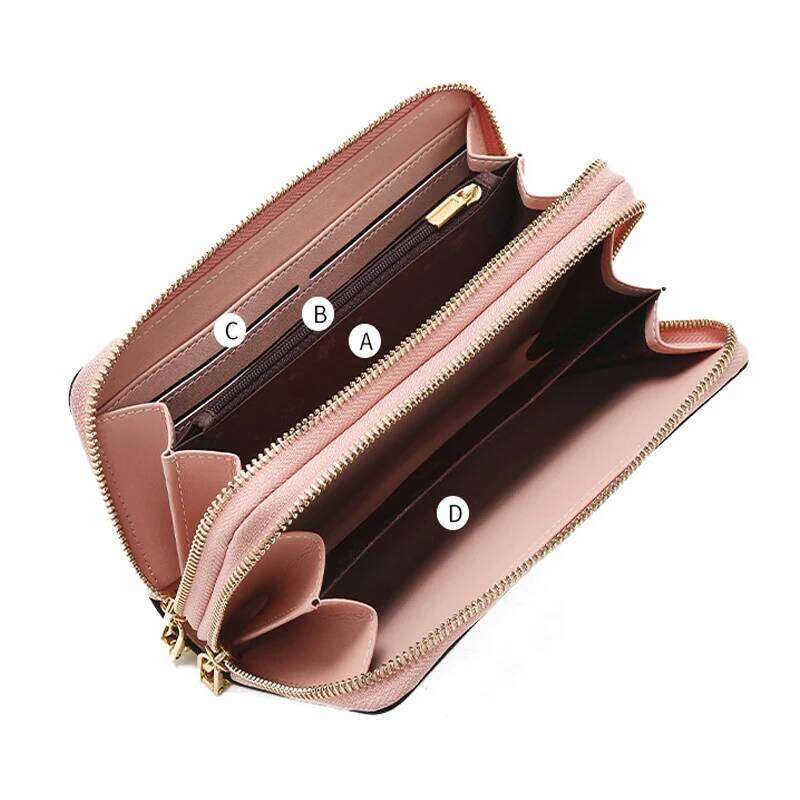 FOXER Spilt Leather Women's Long Wallet 2025 New Trendy Fashion Zipper Phone Bag Large Capacity Clutch Purse Gift For Mom,Lover