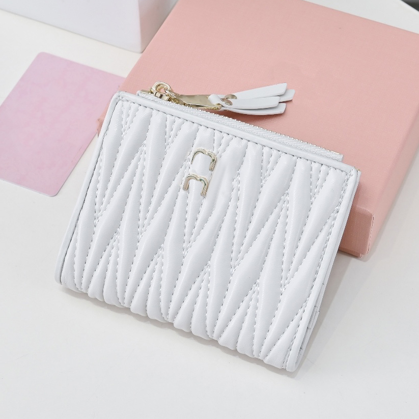 Wallet Designer Woman High Quality Luxury Card Holder Coin Purse Genuine Leather Lambskin Pleated Cardholder Zipper Poucht Card Case Designer Wallets For Women
