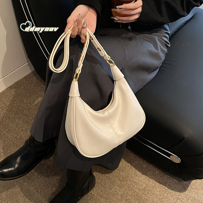Niche Fashion Underarm for Women 2025 New High-end Simple Shoulder Crossbody Textured Versatile Dumpling Bag ddmynov