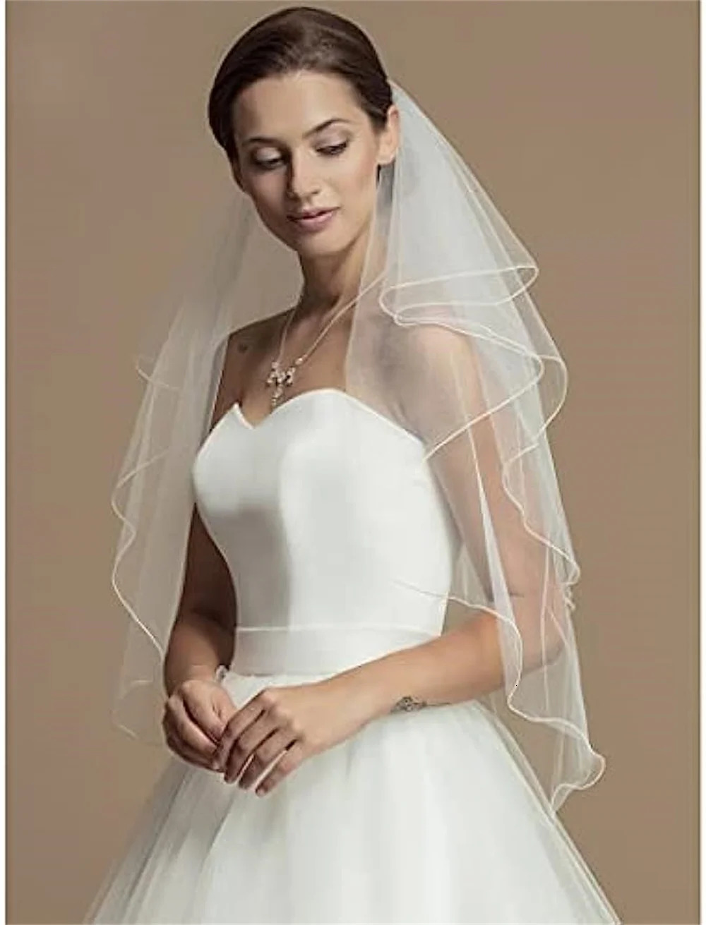 Wedding Veil Waist Length Short Bride Hair Accessoies Bridal Tulle with Comb and Pencil Edge White Versatile headdres 250610