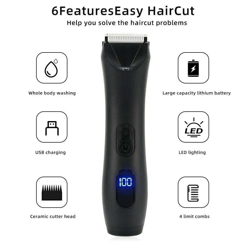 Electric and Shaver for Men Body Groomer Groin&Ball Pubic Hair Trimmer Replaceable Ceramic Blade IPX7 Waterproof