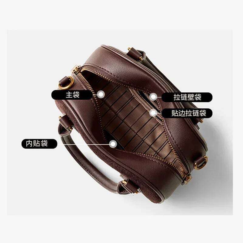 Women Cow Leather Shoulder Bag Female Cowhide Fashion Versatile Handbag Lady Crossbody Classic Retro Boston Bags Ladies