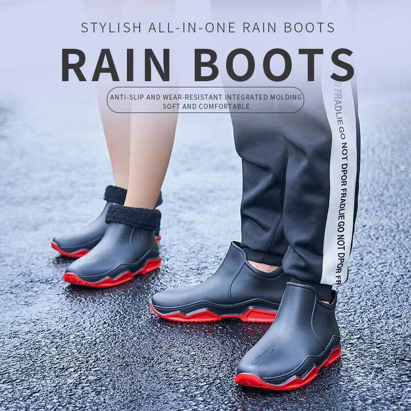 Wholesale Factory Direct Sales Rain Shoes PVC Material Waterproof Women Boots with Removable Fleece Lining
