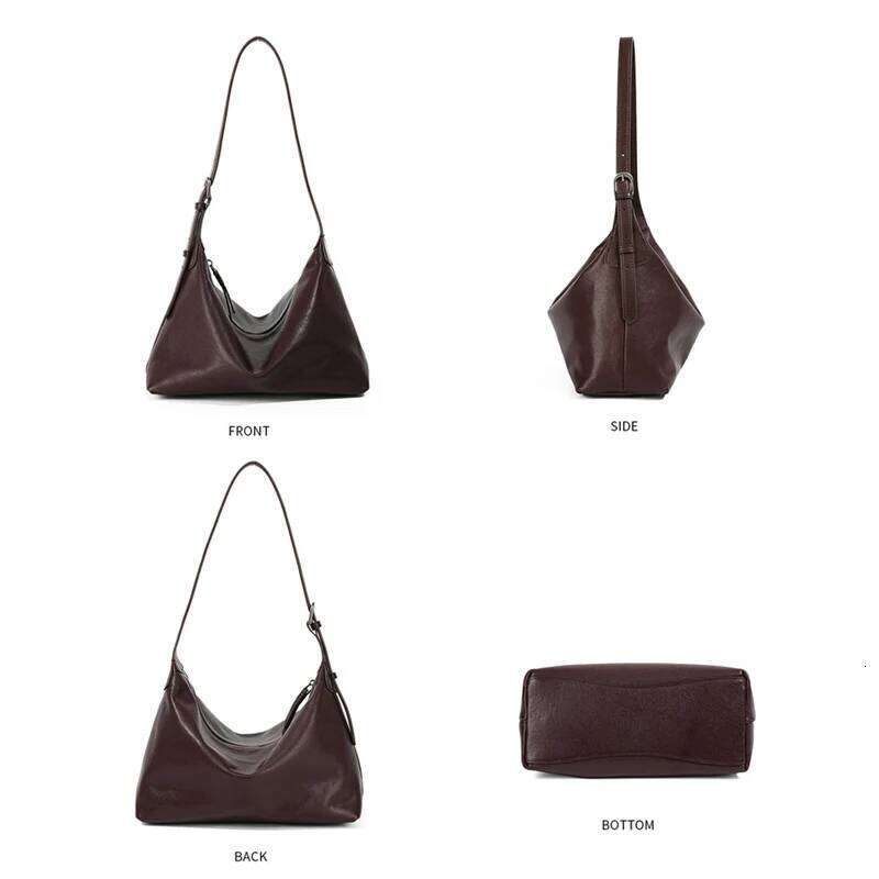 2024 Women Hobo Female Genuine Underarm Shoulder Bag Large Capacity Split Leather Dumpling Messenger Lady Handbag