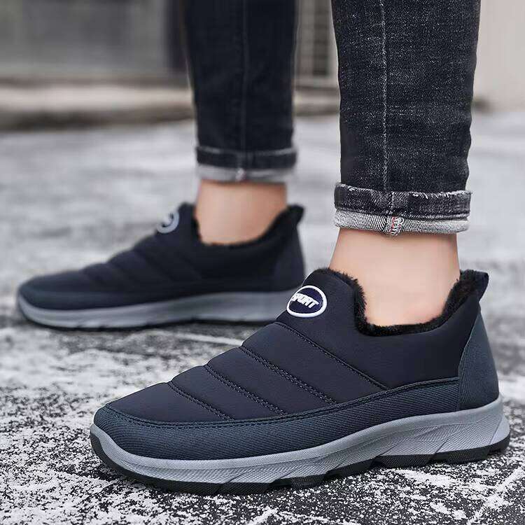 Plus Veet Warm Snow Shoes Flat Casual Sneakers Winter Boots for Men Women Adult Cotton Fabric Cloth Rubber 3 Colors