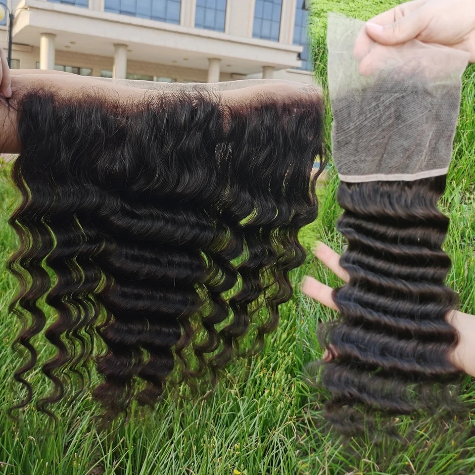 10 Inch Loose Deep Wave Bundles Human Hair Unprocessed Brazilian Remy 100% Human Hair Extensions Natural Color 1/3/4pcs Bundle With Frontal Closure Ra