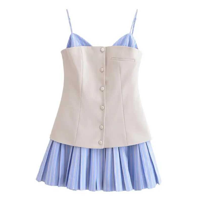 Dresses Womens Summer 2025 New Chic Patchwork Tube Top Slim Mini Elegant Holiday Womens Dress Street Fashion Youth DressXJ250610