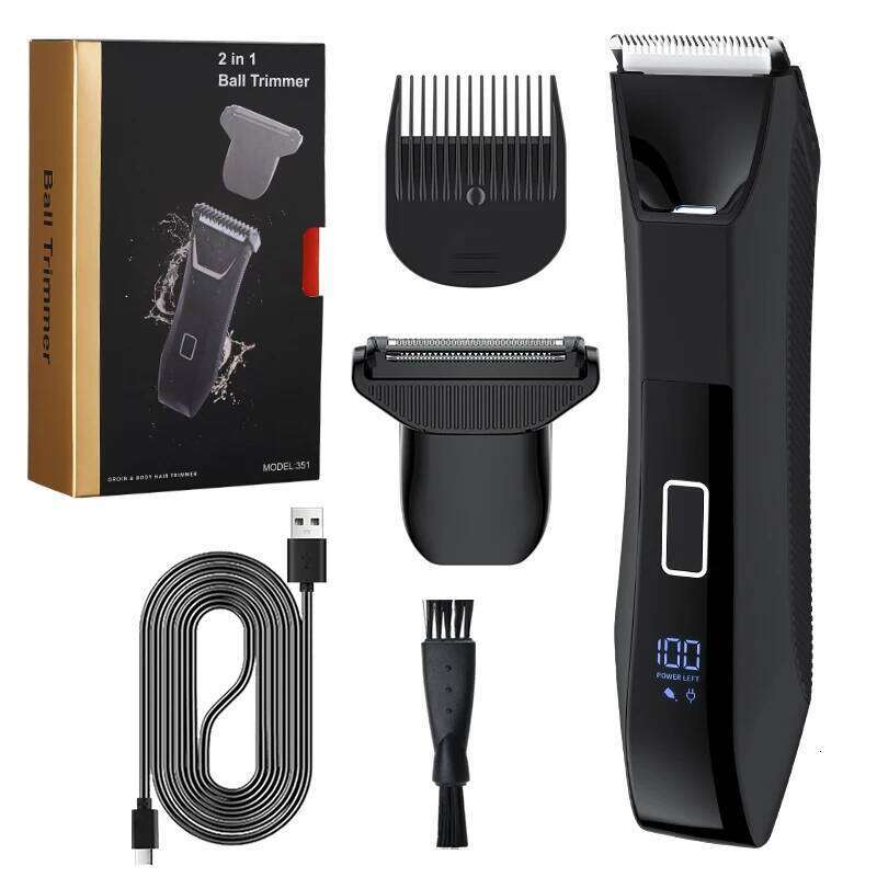 RESUXI 351 2 in 1 Hair Trimmer Men's Body Grooming Clipper Groin Pubic Epilator Ceramic Blade Waterproof Male Razor Shaver