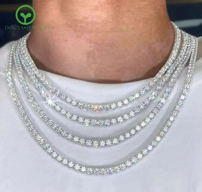 Custom Fine Jewelry 10K 14K Gold Silver Diamond Tennis Chain 3 mm Wide Vvs1 Moissanite Chain Tennis Chain Bracelet Necklaces