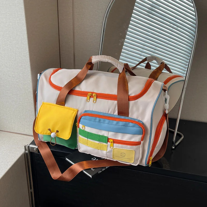 Fashionable Colorblocking Crossbody Bag Largecapacity Travel Singleshoulder Shortdistance Fitness Bag 250605