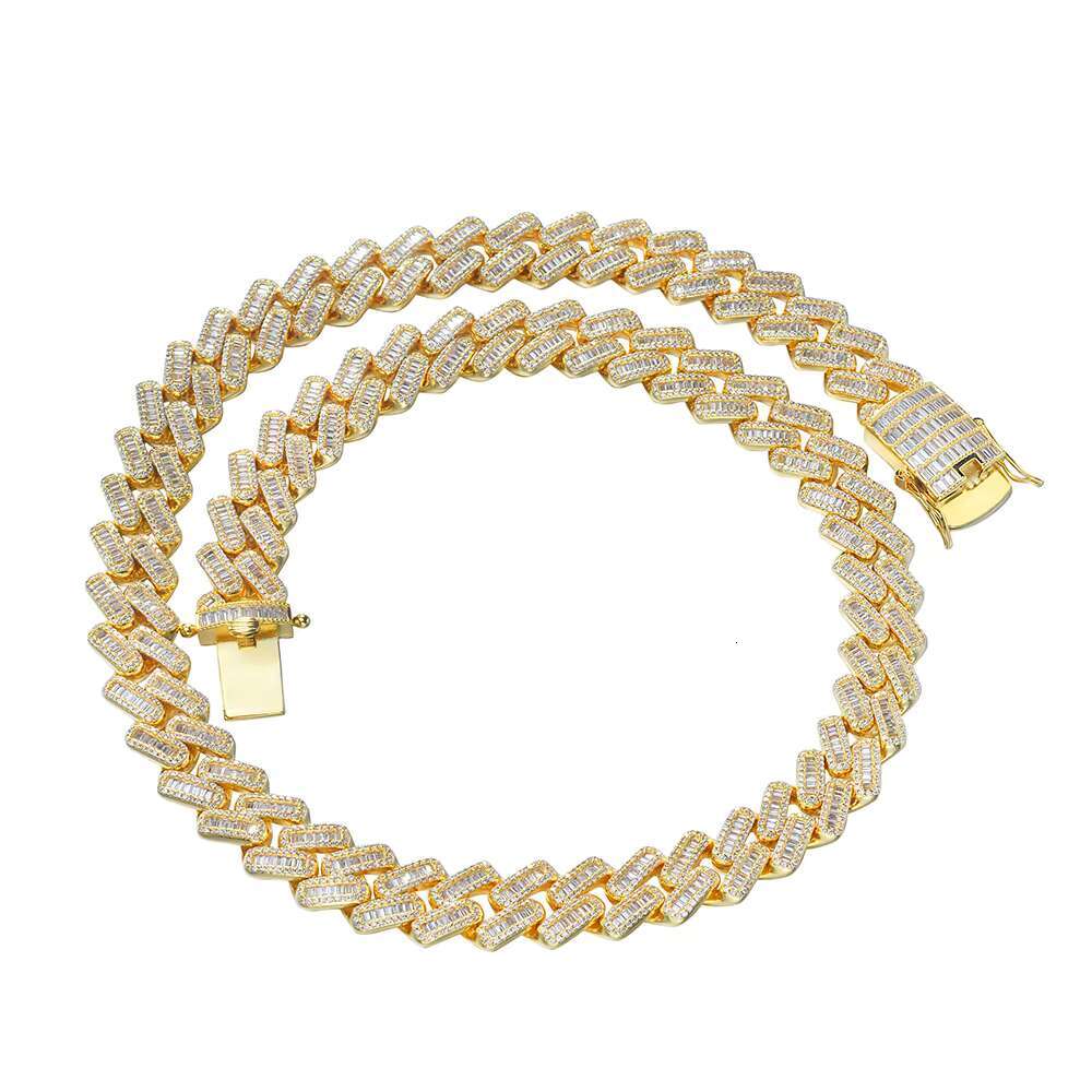 OACOCA Custom Jewelry 18inch Cubic Zircon Iced Out Moissanite Cuban Link Chain Necklace for Men