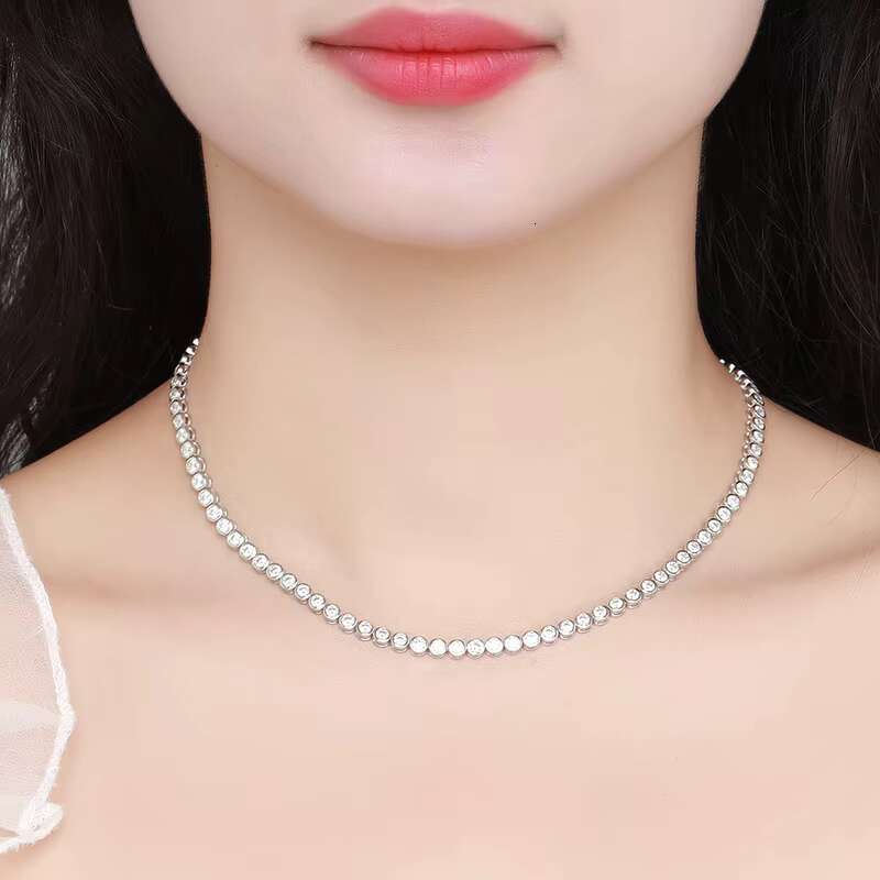 OACOCA Custom 3mm Bubble VVS Moissanite Tennis Chain 925 Sterling Silver White Gold Plated Necklace Women Men Jewelry Diamond Necklace