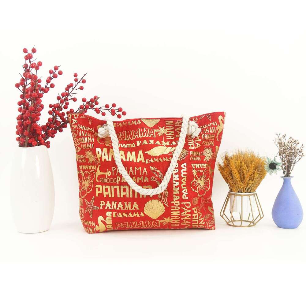 New Canvas Foam Craft Large Capacity Fashion Trend Letter Print Women's Shoulder Beach Tote Bag