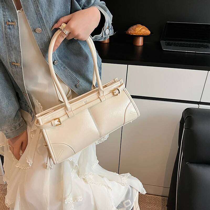 LEFTSIDE Small PU Leather Underarm Bags For Women 2025 Y2k Summer New Trend Fashion White Shoulder Tote Bag Handbags And Purses