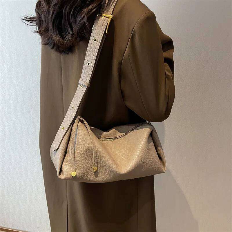 Retro Women Bucket Shoulder 2023 Trend Fashion Designer Leather Zippered Large Capacity Crossbody Bag Women's Handbag Wallet