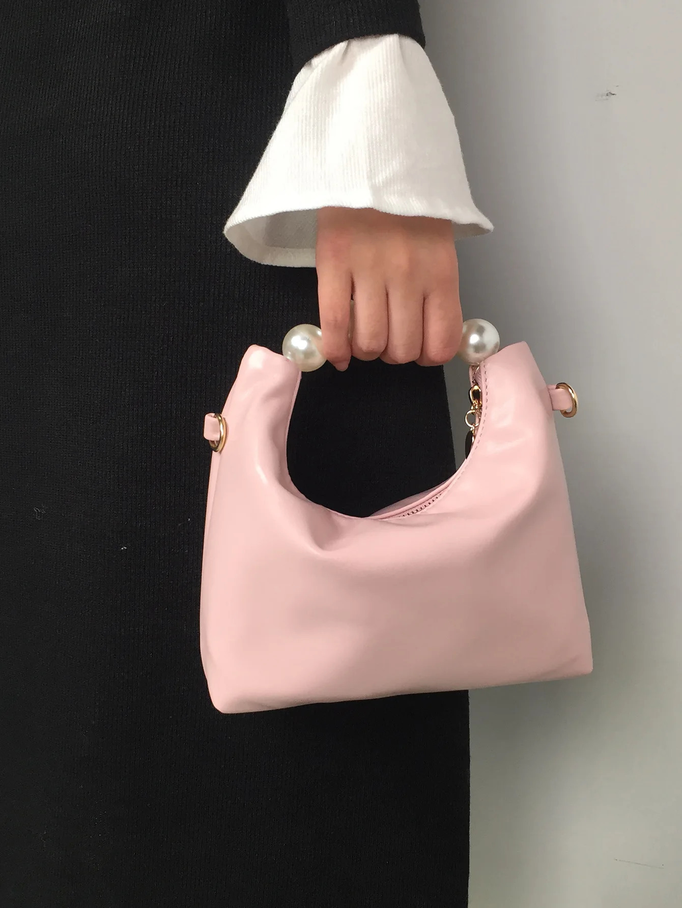 Pearl Handle Women Small Clutch Handbags Fashion Chain Female Shoulder Messenger Bag Solid Color Ladies Hobos Tote Purse Bag 250606