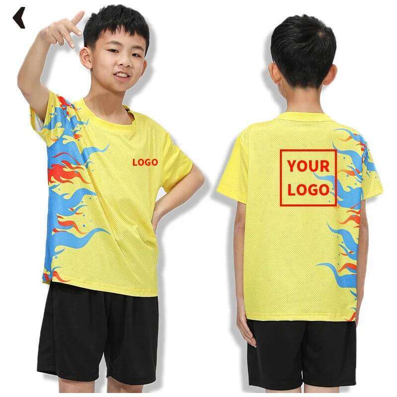 Men's Short Sleeve Quick Drying Women's Running Training Clothes Breathable T-shirt Boys' Badminton Tennis Wear GJ253