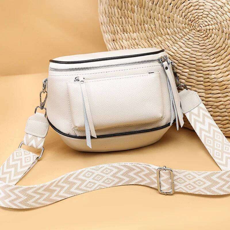New Genuine Leather Handbag Women Saddle Bag Cowhide Female Fashion Shoulder Crossbody Bags For Ladies Totes