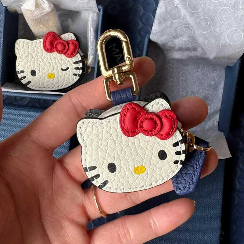 Sanrio Kawaii Cartoon Hello Kitty Keychain Leather Mini Storage Bag Cute Bag Pendant Accessories Decoration Simple Pendant Gifts w250610