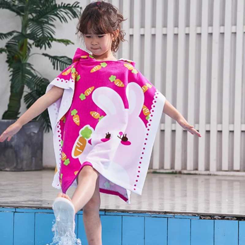 Childrens Hooded Bath Robe Toddler Quick Dry Microfiber Towel with Cartoon Digital Print Soft Wearable Bath Towel for Kids y250610MMF7