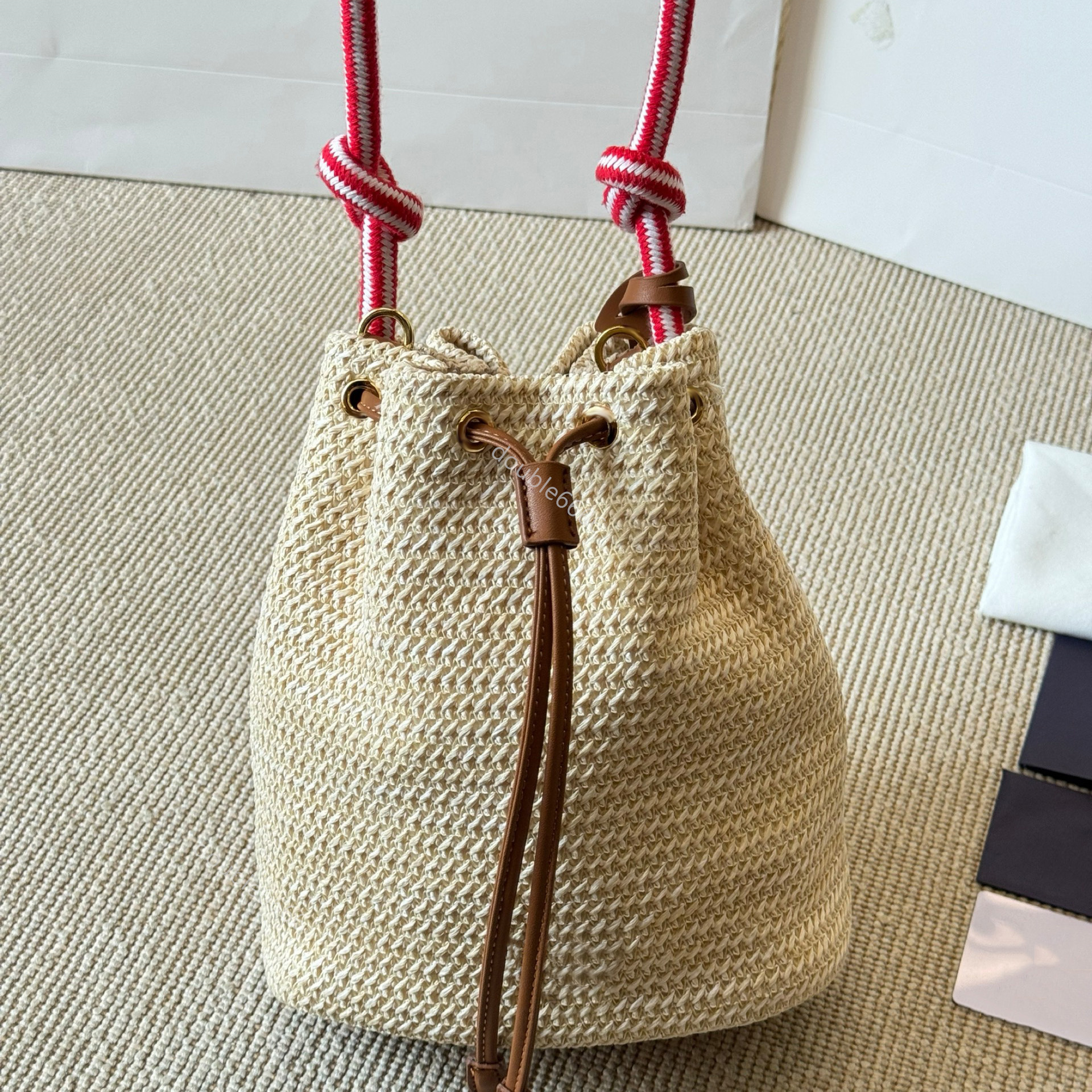 Designer Woven Straw Bags Women Bucket Bag luxury Shoulder Bags Hobos Laffia Grass Crochet Handbags Crossbody Purse Lady Small Totes Travel Bag phone bag