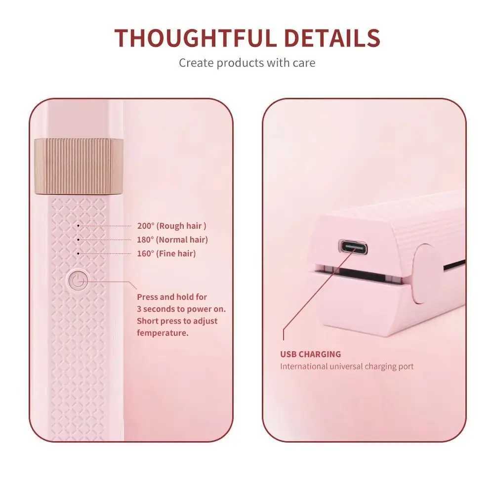 Even Heat Distribution Mini Hair Straightener Anti-Burn Temp Adjustable Hair Straightening Irons Fast Heating W250610