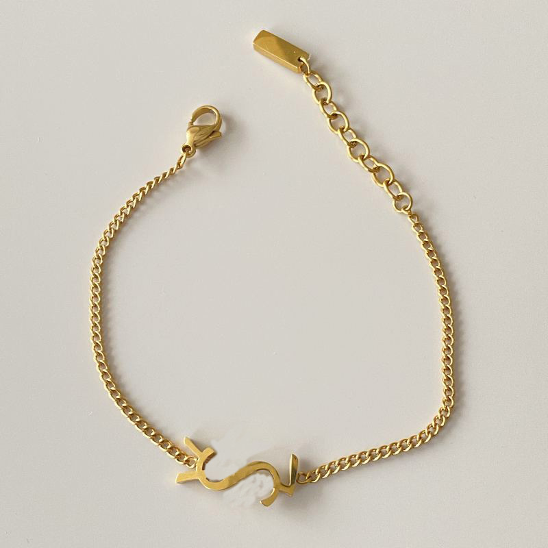 Top Quality Women Designer Bracelet Simple Letter Pendant Stainless Steel Luxury Couple Bracelets Fashion Jewelry