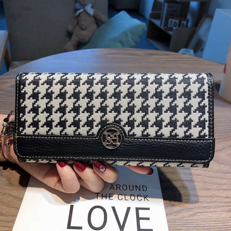 Genuine Leather Long Wallet for Women New Small Niche Design Multi-Card Holder Canvas Coin Purse