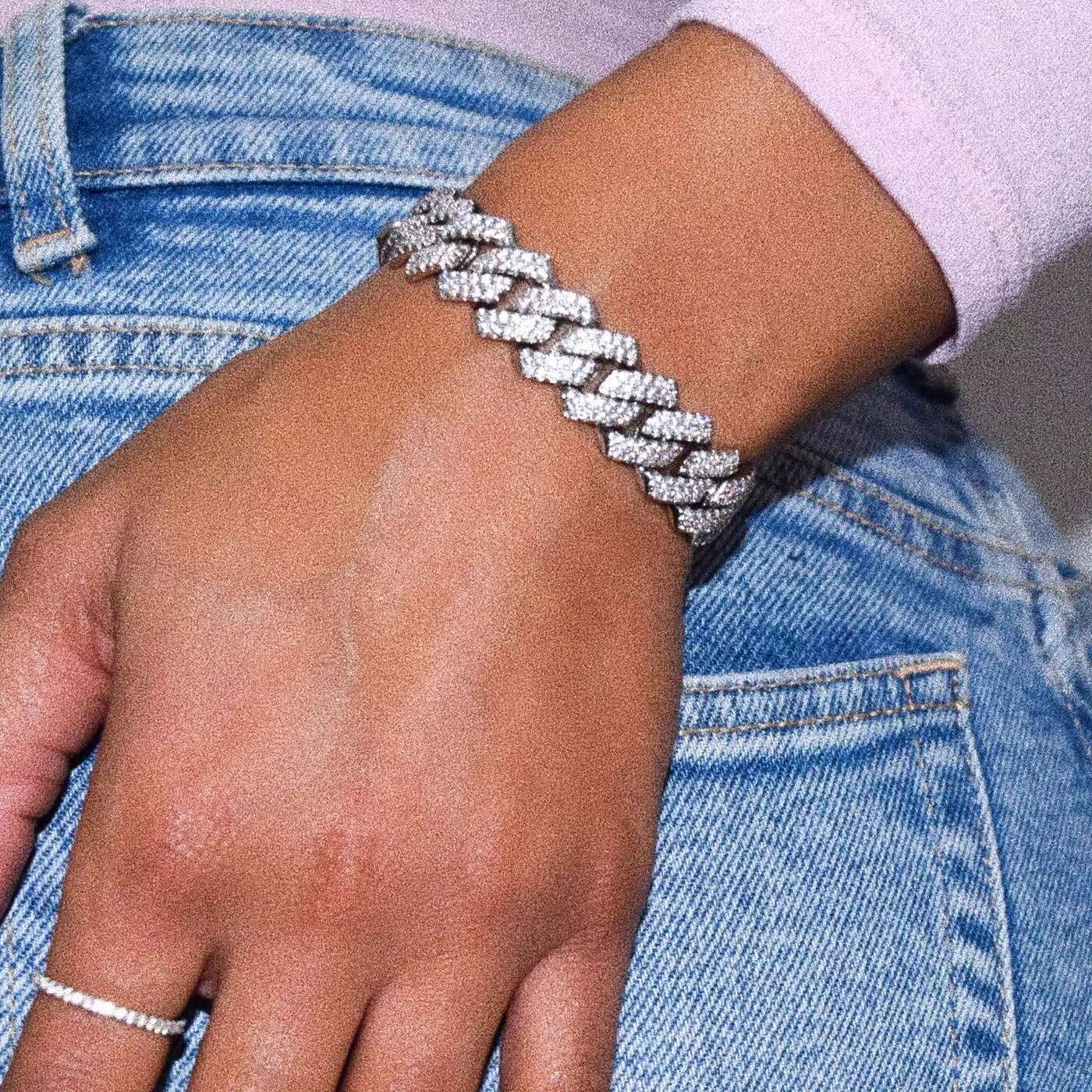 OACOCA Dropshipping 14mm 2-Row Cuban Chain for Men Women Gold Spring Clasp Iced CZ Full Paved Prong 5A Zircon for Gift Necklace