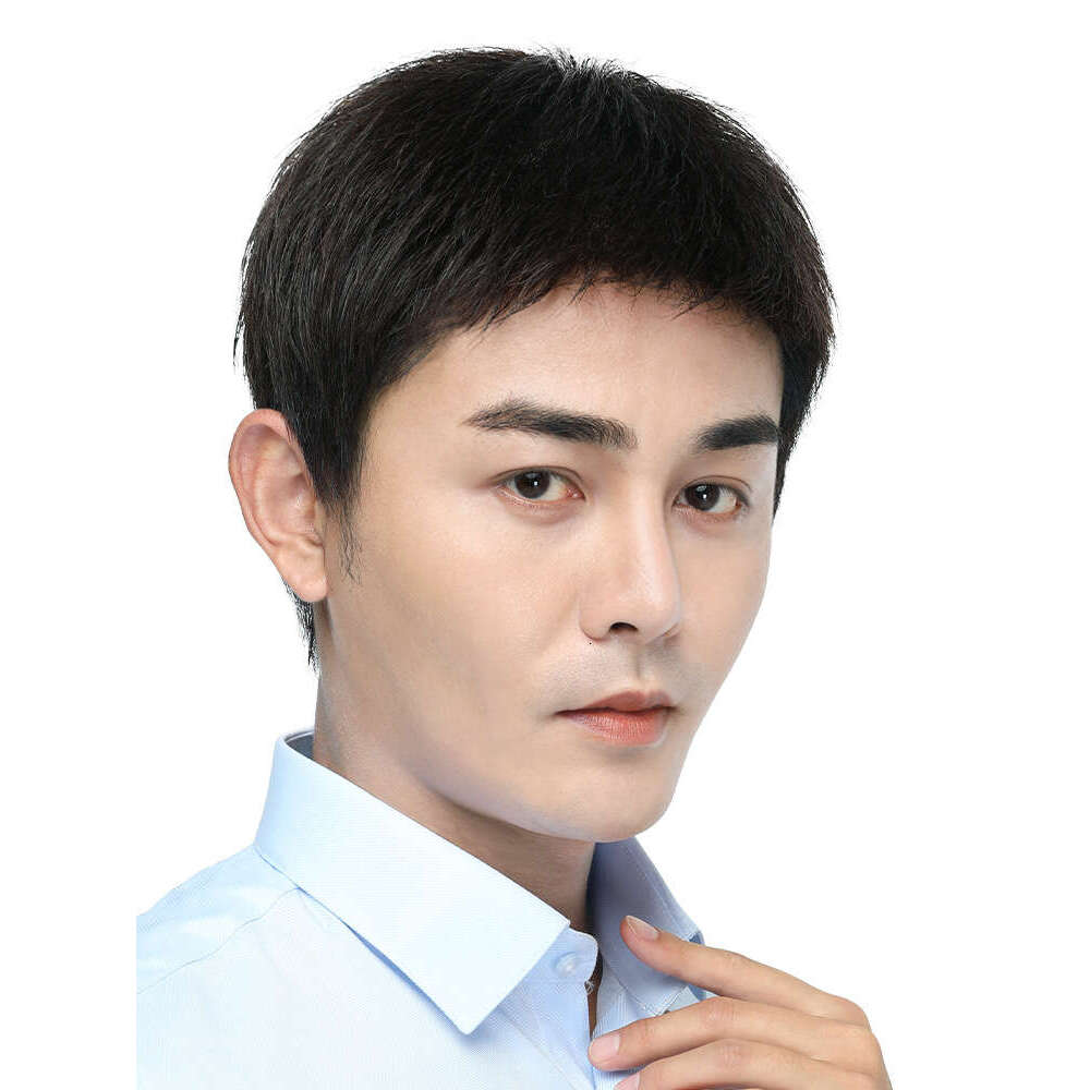 Men's Real Full Xuchang Machine-Made Middle-Aged and Elderly Short Hair Crew Cut Wig