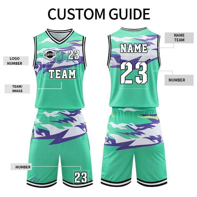 Custom Jersey Mesh Breathable Wear Training Uniform Design Green Color Basketball T Shirt For Men Gj-A1016