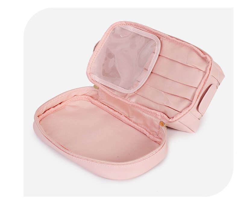 2025 New PU Leather Handheld Makeup Large Capacity Divider Board Skincare Storage Simple Waterproof Toiletry Bag