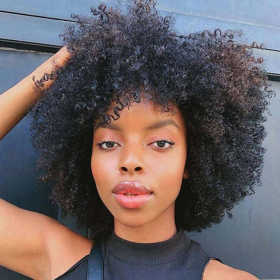 MsSunlight Short 4B 4C Afro Kinky Curly Brazilian Wig For Woman Human 100% Natural Hair Wigs Full hine