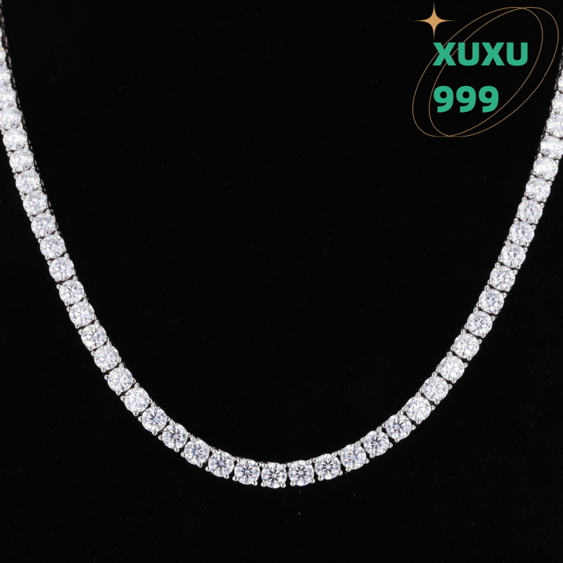 OACOCA Tennis Necklace Gold Plated 3mm Moissanite Diamond Necklace Low MOQ Hip Hop Men Jewelry