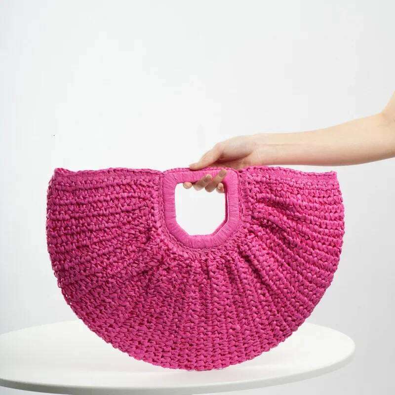 Large Handcrafted Beach Vacation Casual Street Fashion Handheld Soft Polyester Lining Zipper Opening Versatile Tote Bag