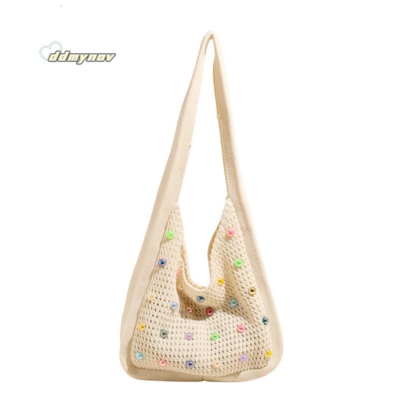 Korean Style Lazy Woven Underarm Pearl Large Capacity HOBO Women's Fashion Fresh Versatile Casual Shoulder Bag ddmynov