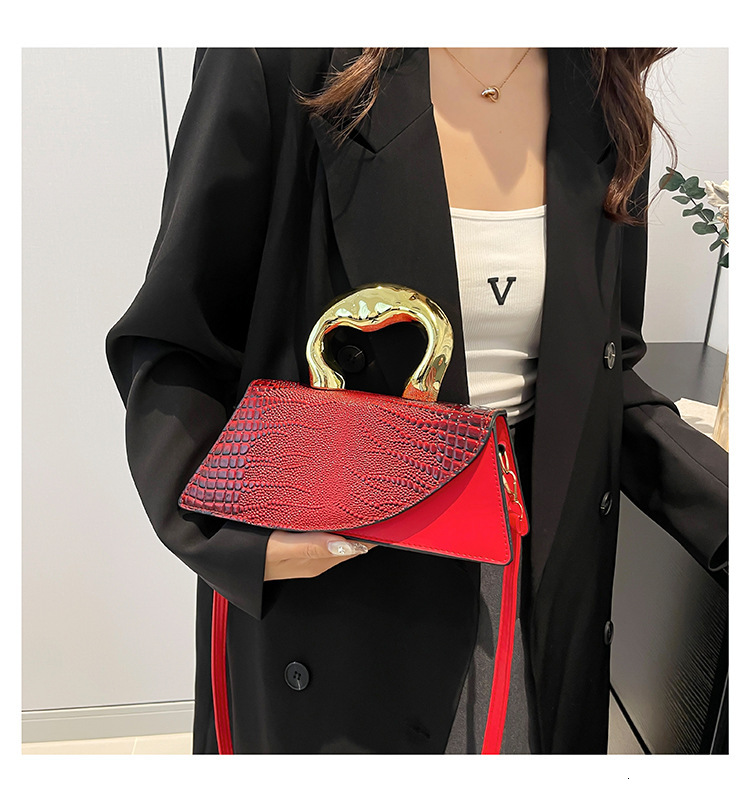 Free Shipping New Designer Bag For 2025 Luxury Wallet Niche Designer Bag High-end Crocodile Women's With Hard Handle Fashion Single Shoulder Cros