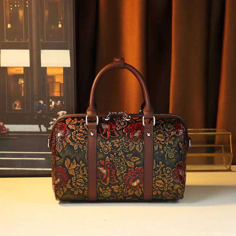 Boston Women's Large Capacity Vintage Floral Pillow 2024 Midlife Mother Bag Rich Fashion Shoulder For Women