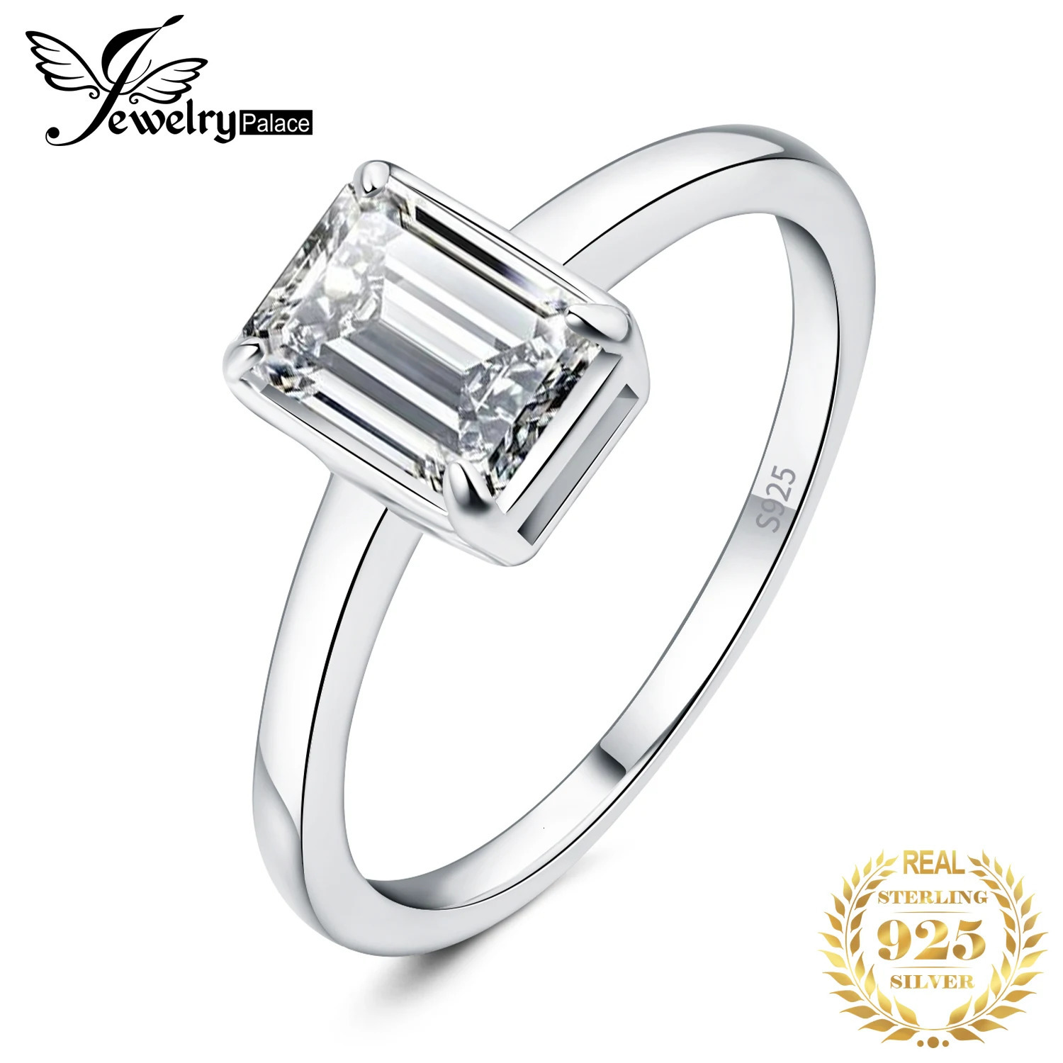 Jewelry 5A CZ Emerald Cut Solitaire 925 Sterling Silver Wedding Engagement Ring for Woman Anniversary Gift Fine Jewelry 250610