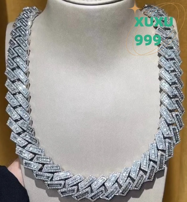 OACOCA 925 Sterling Silver White Moissanite Cuban Chin VVS1 Clarity Moissanite Jewelry Making for Diamond Necklace
