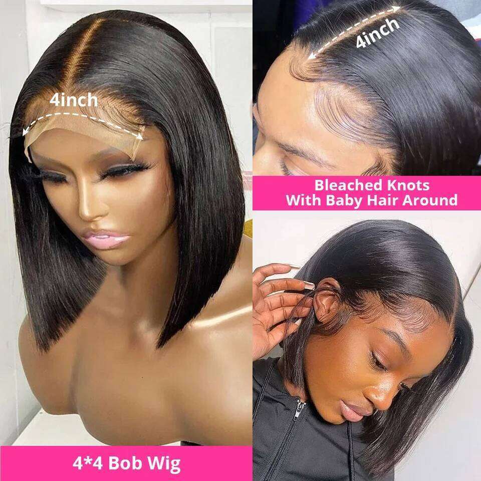 straight 4x4 human hair 5x5 hd lace bob cheap wigs on sale clearance for closure wig