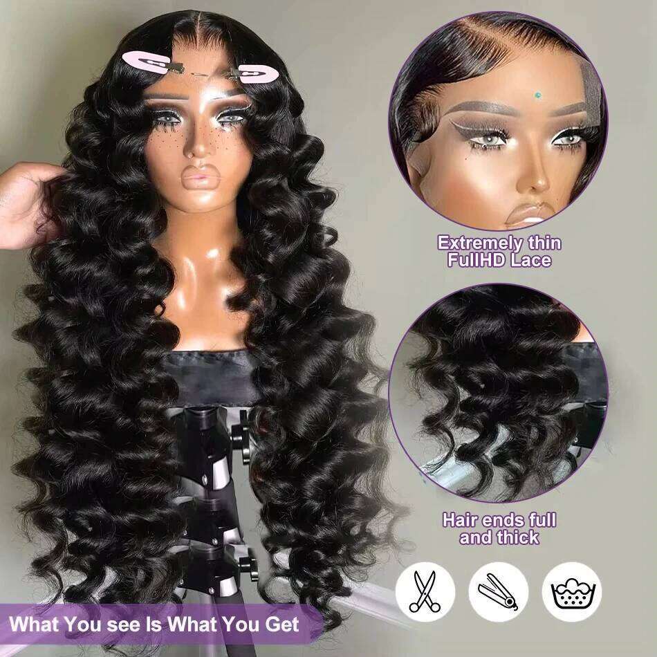 Luvin 30 40 Inch Loose 220 Density 13x6 HD Frontal Brazilian Raw Deep Wave Curly 13x4 Lace Front Human Hair Wig