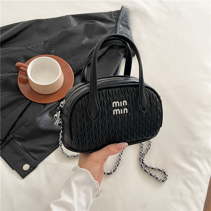 2025 Free Shipping Women's Designer Luxury Fashion New Wrinkle Fashion Small Square Bag Single Shoulder Crossbody Bag black