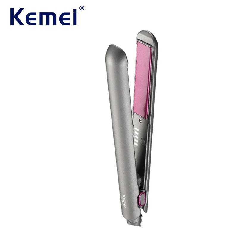 Kemei Ceramic Flat Iron Professional for Less Frizz Hair Straightener Smooth Finish Floating Plates Styling Tool Quick Heat Up W250610