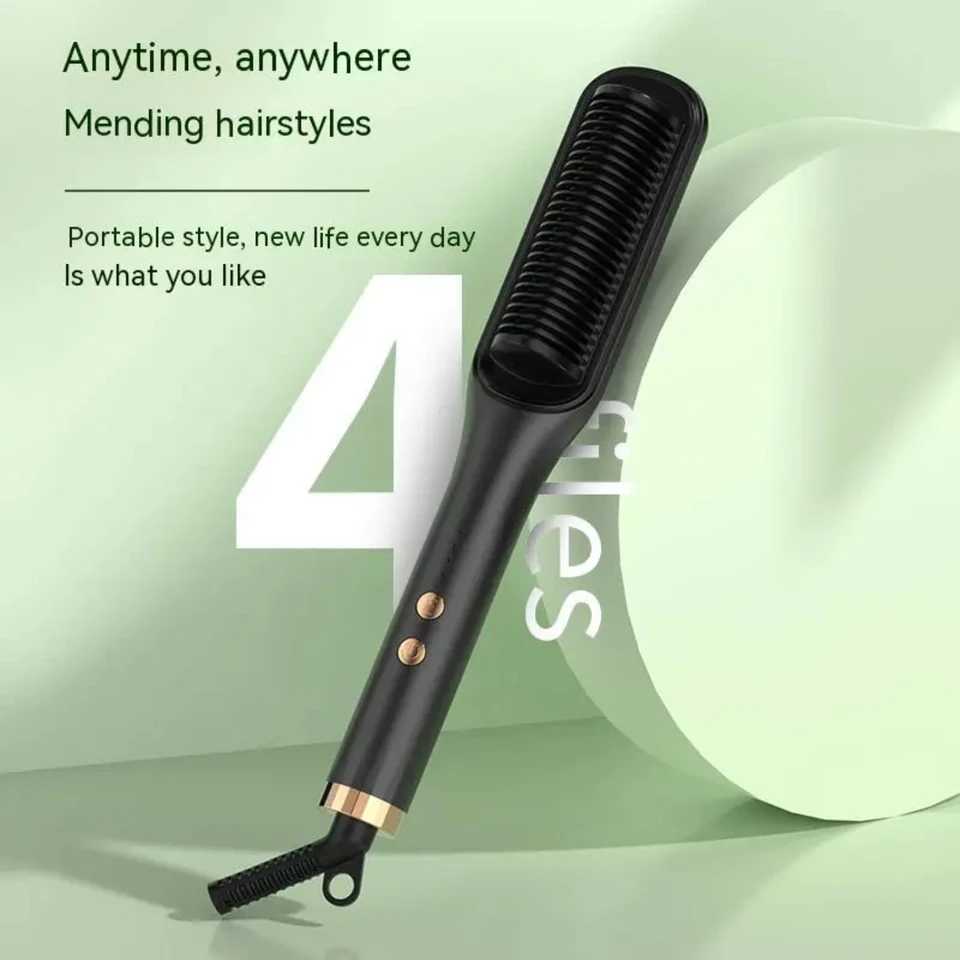 Effortless Fast-Heating Hair Brush and Straightener for Silky Smooth - Anti-Scald Technology Auto Power Off Perfect Fri W250610