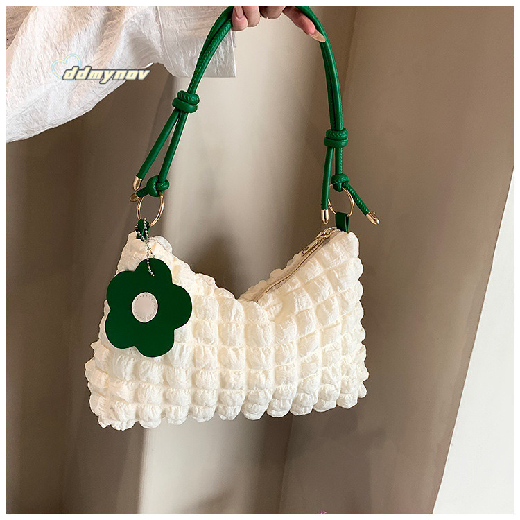 Bubble Flower Cylinder for Women 2024 New Korean and Japanese Style Girl Textured Shoulder Handheld Lunch Shopping Bag ddmynov